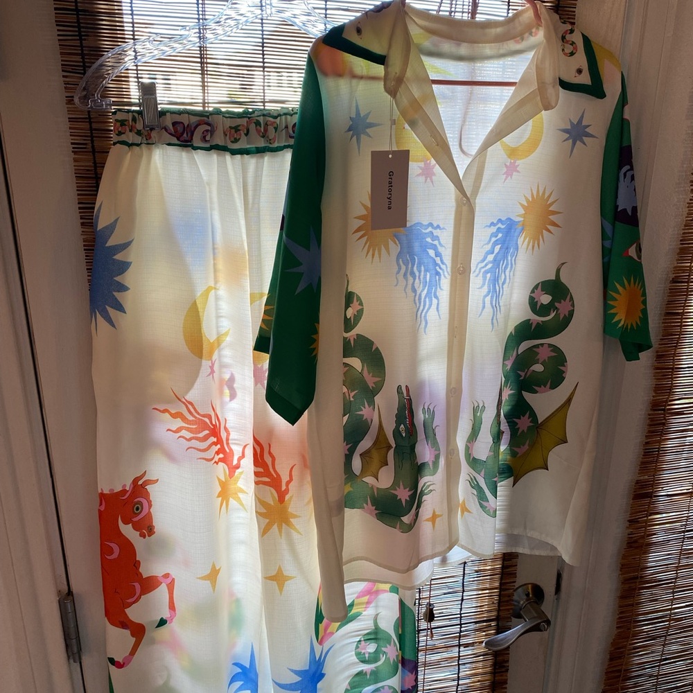 Colorful Printed Shirt and pant set